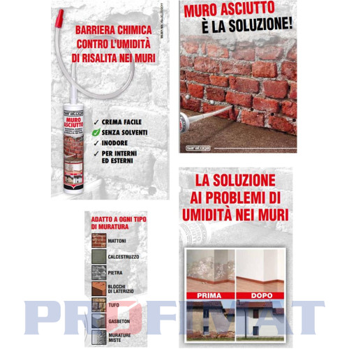 Muro asciuto 300 ml chemická bariéra na vlhkú stenu Muro asciuto 300 ml chemická bariéra na vlhkú stenu